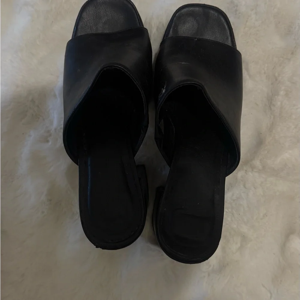 Black Platform Mule Heels - Women - Picture 3 of 4